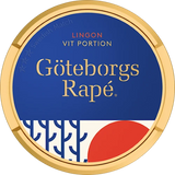 Can of Göteborgs Rapé Lingon White Portionssnus – 24 large white portions, lingonberry‑flavoured tobacco snus