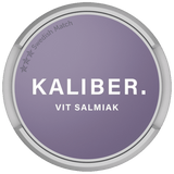 Can of Kaliber Vit Salmiak Portion snus – 20 white pouches with tobacco and salmiak