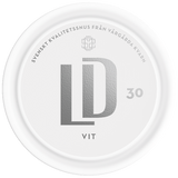 LD 30 Vit Portion snus can — 30 white‑portion prillor, tobacco and bergamot flavour, 10 mg/g nicotine