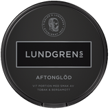 Lundgrens Aftonglöd White Portion snus can — tobacco, leather & bergamot flavour