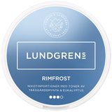 Lundgrens Rimfrost All White nicotine pouches can — 21 white pouches, mint & eucalyptus flavour, extra strong nicotine
