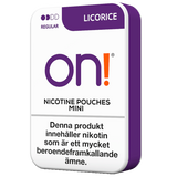 on! Licorice 3 mg mini nicotine pouches – salty‑sweet licorice flavour, tobacco‑free, 3 mg nicotine