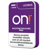 on! Licorice 6 mg Strong mini nicotine pouches – bold licorice flavour, tobacco‑free, strong strength