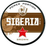 Siberia 80 Degrees Brown Portion snus can with regular moist portions under lip