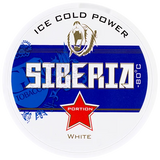 Siberia Blue White Portion snus can with white mint pouches