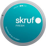 Skruf No. 10 Fresh Superslim White Portion snus with mint flavour and superslim white portion format