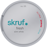 Skruf No.05 Slim Fresh Ultra Strong slim white portion snus with fresh mint flavour