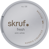 Skruf No.08 Fresh Nordic Liquorice white portion snus with liquorice and mint flavour