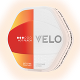 VELO Shift Hot Peach slim all‑white nicotine pouches peach flavour 11.4 mg/g