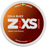 ZIXS Cola Buzz Slim tobacco‑free nicotine pouches can, slim format, fizzy cola flavour