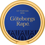 Can of Göteborgs Rapé Mini White Portion snus – 20 mini white portions with juniper & lavender flavour