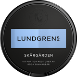 Lundgrens Skärgården white portion snus can — 22 prillor, berry‑tobacco flavour, normal strength